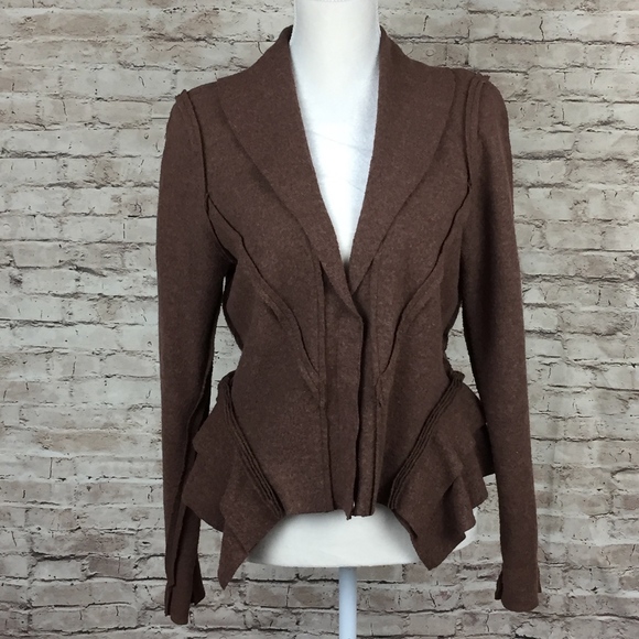 Vivienne Tam Jackets & Blazers - Brown boiled wool Vivienne Tan Peplum sweater 10P